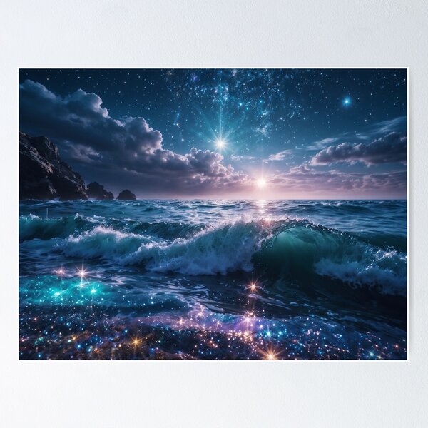 Item preview, Glittering waves crashing on the seashore designed and sold by CreativPurpose.