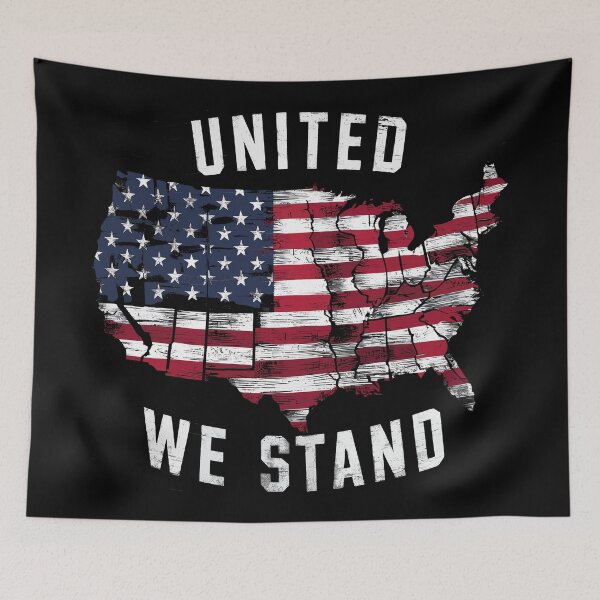 Item preview, United We Stand American Flag Map Design designed and sold by Quirky Shirts.
