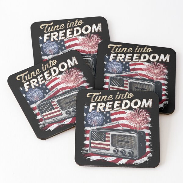 Item preview, Tune Into Freedom Retro Radio American Flag designed and sold by Quirky Shirts.