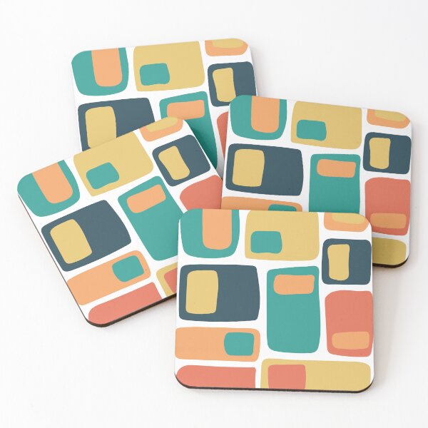 Item preview, Mid Century Funky Geometric Shapes Orange, Teal, Yellow designed and sold by trdstudio.