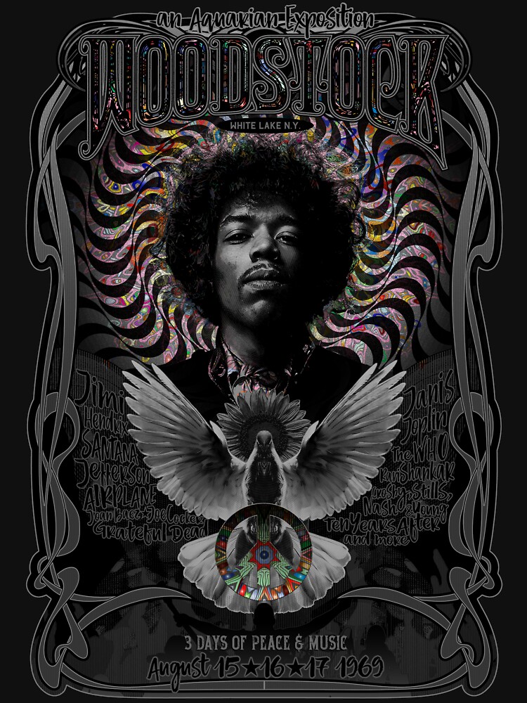 Thumbnail 7 of 7, Classic T-Shirt, Woodstock poster. Music Festival Alternative Poster. Original art designed and sold by elhubert.