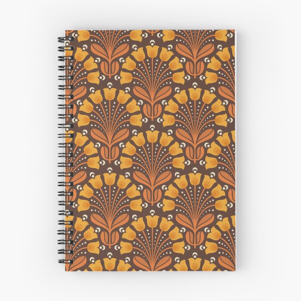 Item preview, KF 0254 C - Vintage Retro Tulips 70s Floral Pattern in Orange Brown designed and sold by KhakiFinch.