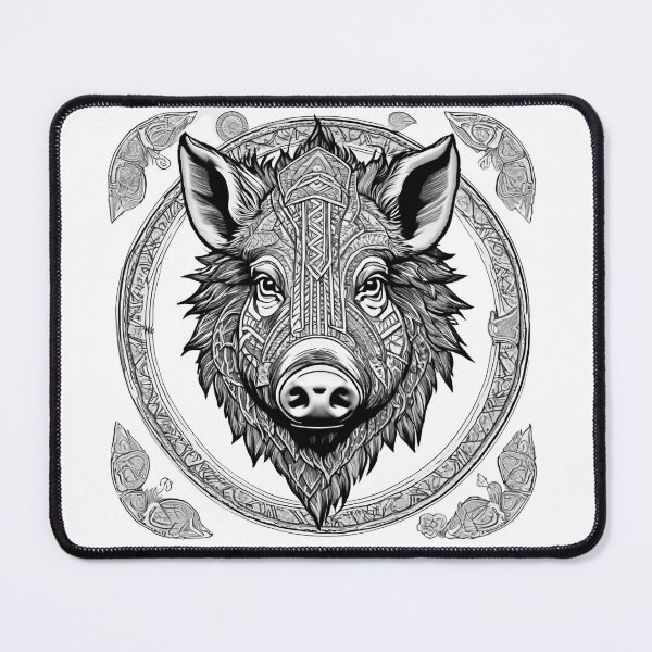 Item preview, Nordic Wild Boar Hildisvíni Battle Swine Traditional Stylized Graphic Art designed and sold by dcohea.