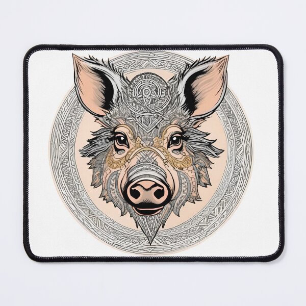 Item preview, Nordic Wild Boar Hildisvíni Battle Swine Traditional Stylized Graphic Art designed and sold by dcohea.