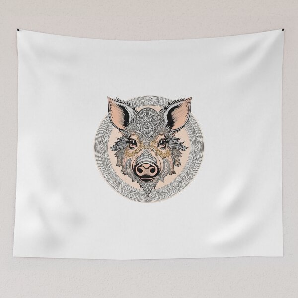 Item preview, Nordic Wild Boar Hildisvíni Battle Swine Traditional Stylized Graphic Art designed and sold by dcohea.
