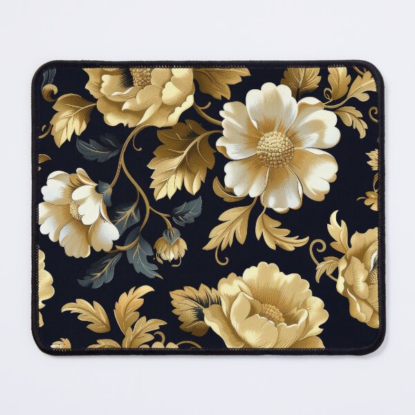 Item preview, Gold And White Floral Pattern On Black Background designed and sold by brandway.