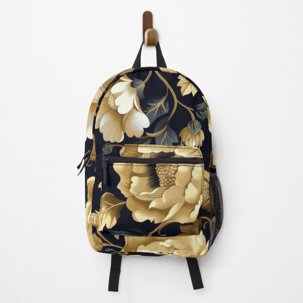 Item preview, Gold And White Floral Pattern On Black Background designed and sold by brandway.