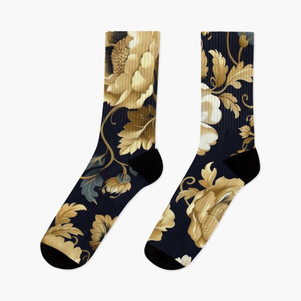 Item preview, Gold And White Floral Pattern On Black Background designed and sold by brandway.