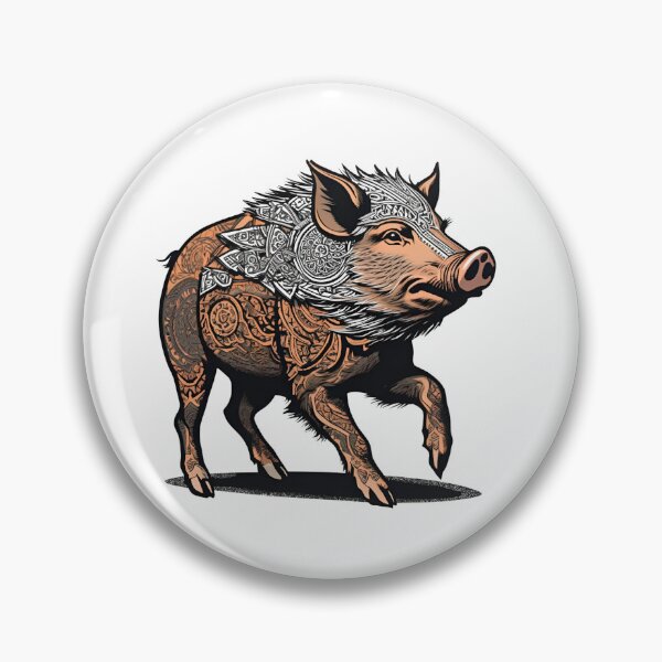 Item preview, Nordic Wild Boar Hildisvíni Battle Swine Traditional Stylized Graphic Art designed and sold by dcohea.