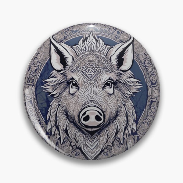 Item preview, Nordic Wild Boar Hildisvíni Battle Swine Traditional Stylized Graphic Art designed and sold by dcohea.