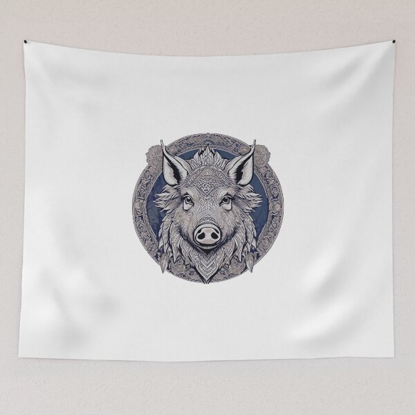 Item preview, Nordic Wild Boar Hildisvíni Battle Swine Traditional Stylized Graphic Art designed and sold by dcohea.