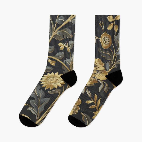 Item preview, Golden Floral Pattern on Black Background With Intricate Leaf Detail designed and sold by brandway.