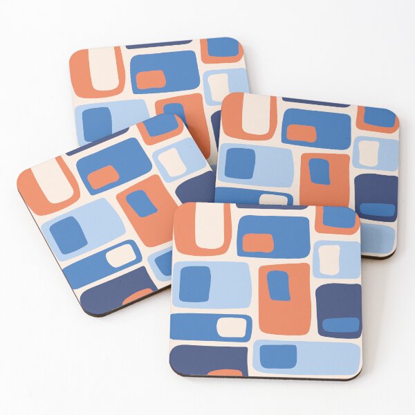 Item preview, Mid Century Funky Geometric Shapes Orange and Blue designed and sold by trdstudio.