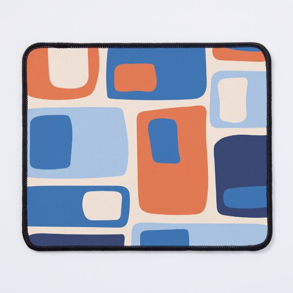 Item preview, Mid Century Funky Geometric Shapes Orange and Blue designed and sold by trdstudio.