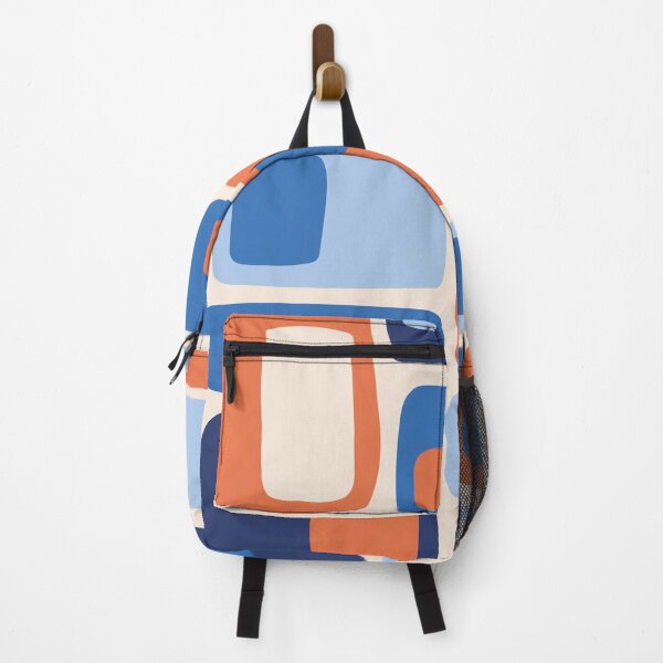 Item preview, Mid Century Funky Geometric Shapes Orange and Blue designed and sold by trdstudio.
