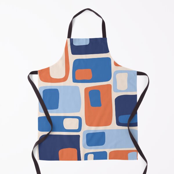 Item preview, Mid Century Funky Geometric Shapes Orange and Blue designed and sold by trdstudio.