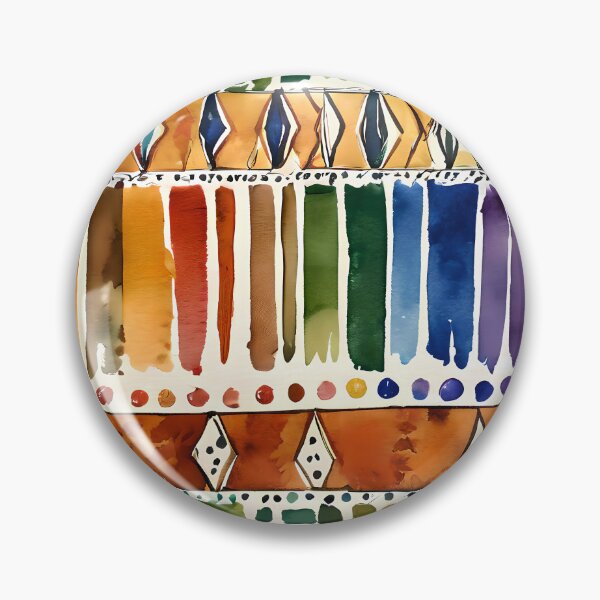 Item preview, Indigenous Geometric Watercolor Pattern With Rainbows Colors designed and sold by LKozerski.