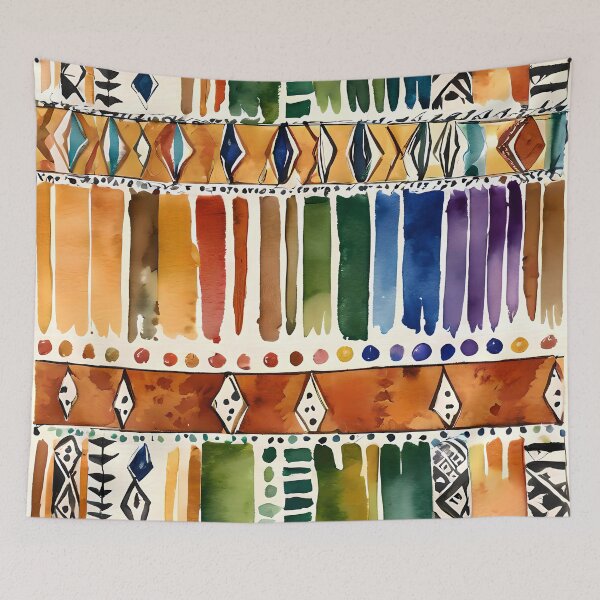 Item preview, Indigenous Geometric Watercolor Pattern With Rainbows Colors designed and sold by LKozerski.