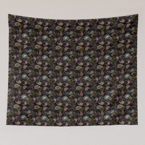 Item preview, Olive Green, Coral, Burgundy, Black and Aqua Beautiful Paisley designed and sold by CheriesArt.