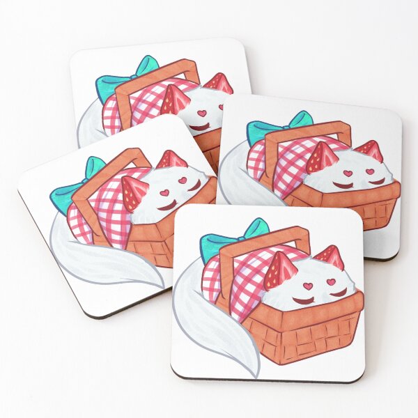 Item preview, Strawberry cat in a basket designed and sold by viaellemoondust.