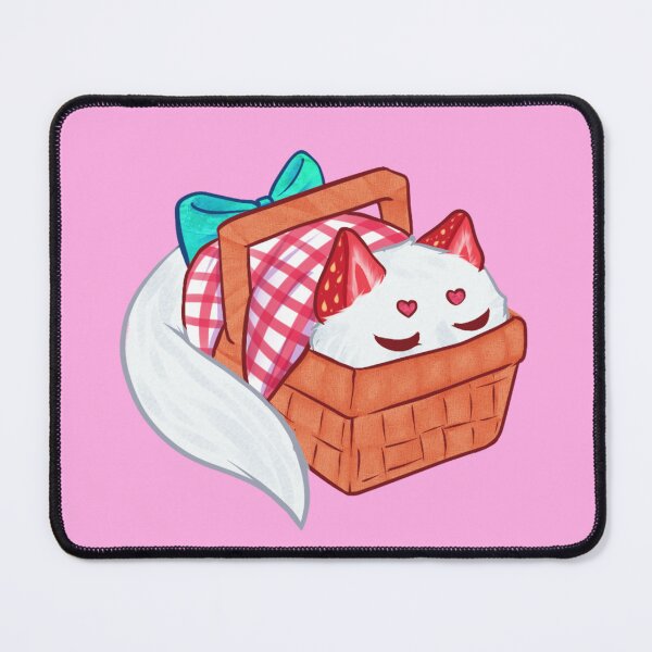 Item preview, Strawberry cat in a basket designed and sold by viaellemoondust.