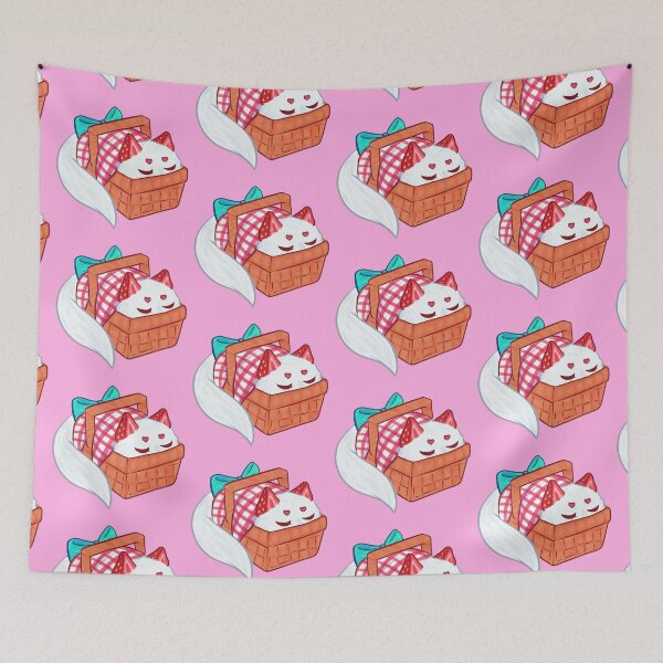 Item preview, Strawberry cat in a basket designed and sold by viaellemoondust.