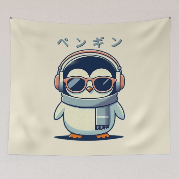 Item preview, Cute Kawaii Penguin | Headphones & Sunglasses | Scarf | Japanese Letters | Fun and Stylish Design designed and sold by IAPICTURE.