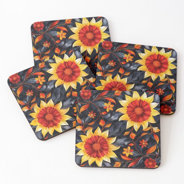 Item preview, Colorful Sunflower Floral Pattern on Dark Background designed and sold by brandway.