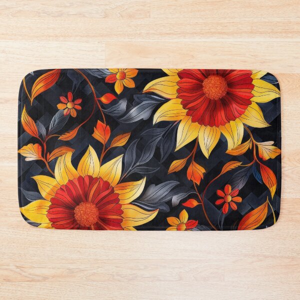 Item preview, Colorful Sunflower Floral Pattern on Dark Background designed and sold by brandway.