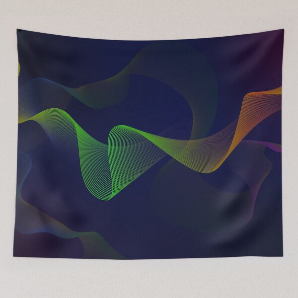 Item preview, Aesthetic colorful waves on blue background designed and sold by OooPstudio.