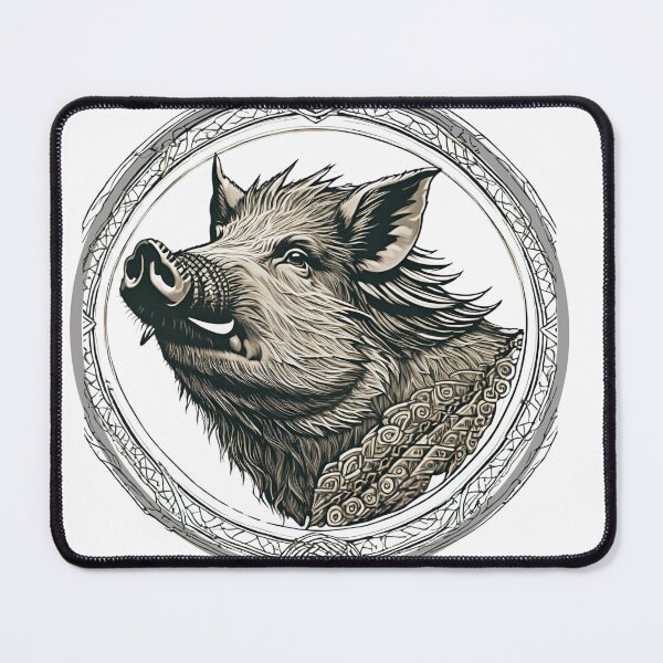 Item preview, Nordic Wild Boar Hildisvíni Battle Swine Traditional Stylized Graphic Art designed and sold by dcohea.