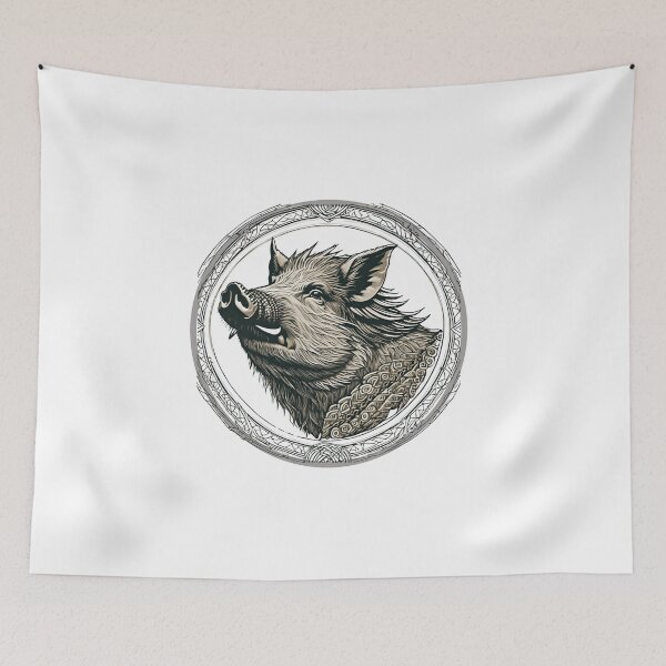 Item preview, Nordic Wild Boar Hildisvíni Battle Swine Traditional Stylized Graphic Art designed and sold by dcohea.