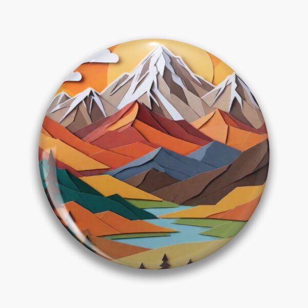 Item preview, Stunning Paper Craft Layered Art of a Mountain Scene in Warm Colors (1485) designed and sold by WASjourney.
