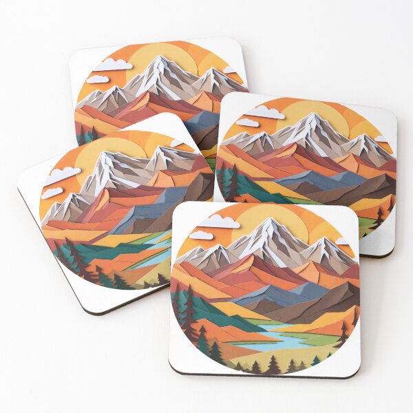 Item preview, Stunning Paper Craft Layered Art of a Mountain Scene in Warm Colors (1485) designed and sold by WASjourney.