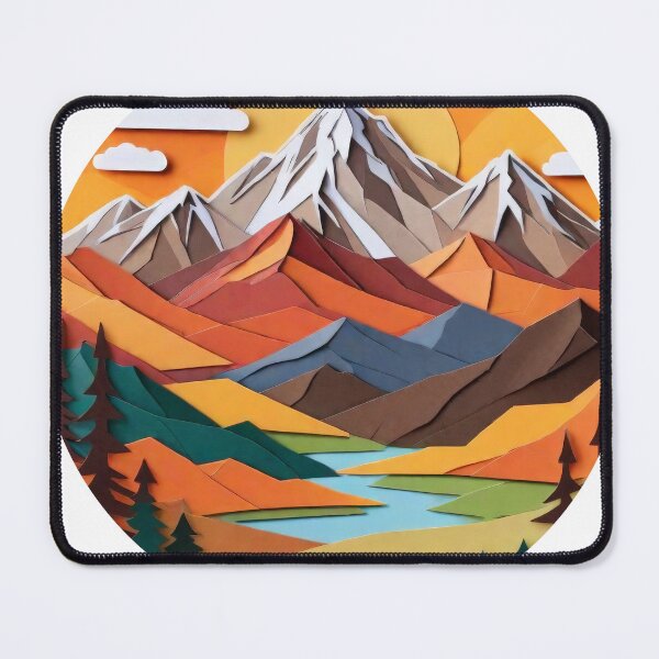 Item preview, Stunning Paper Craft Layered Art of a Mountain Scene in Warm Colors (1485) designed and sold by WASjourney.