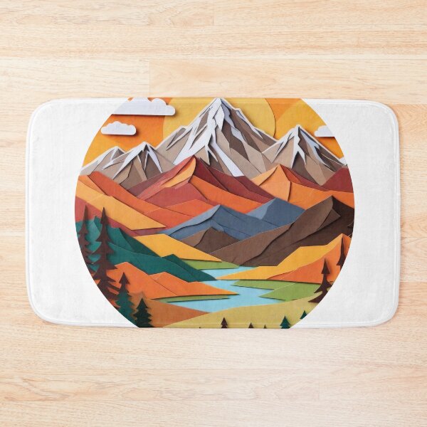 Item preview, Stunning Paper Craft Layered Art of a Mountain Scene in Warm Colors (1485) designed and sold by WASjourney.