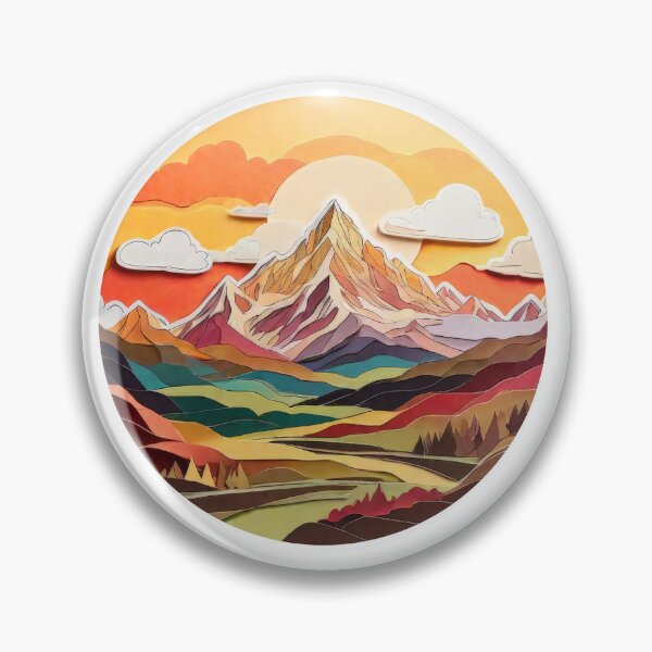 Item preview, Elegant Mountain Scene Paper Craft with Warm Hues (1486) designed and sold by WASjourney.