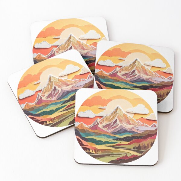 Item preview, Elegant Mountain Scene Paper Craft with Warm Hues (1486) designed and sold by WASjourney.