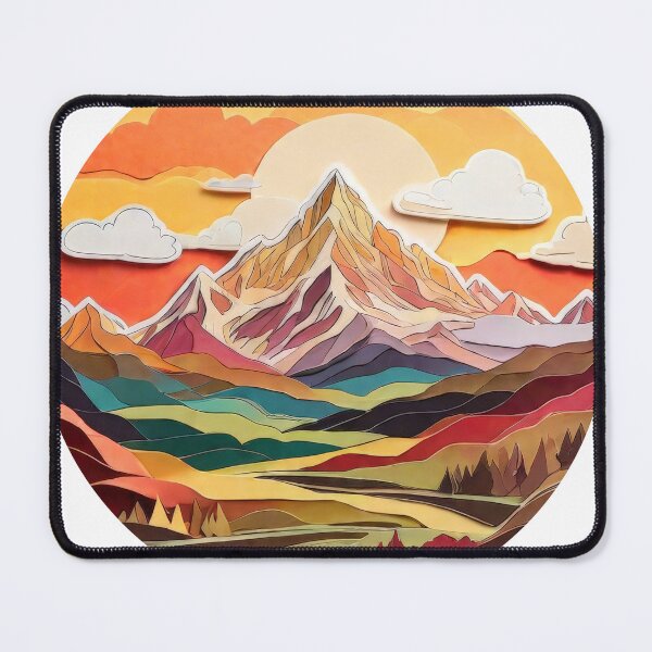 Item preview, Elegant Mountain Scene Paper Craft with Warm Hues (1486) designed and sold by WASjourney.