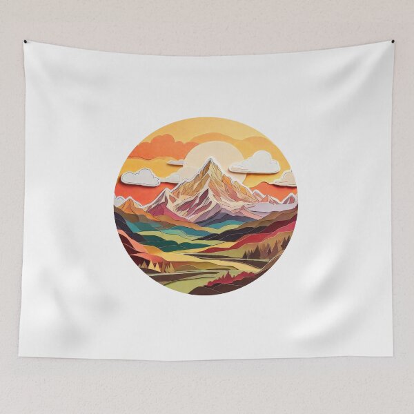 Item preview, Elegant Mountain Scene Paper Craft with Warm Hues (1486) designed and sold by WASjourney.