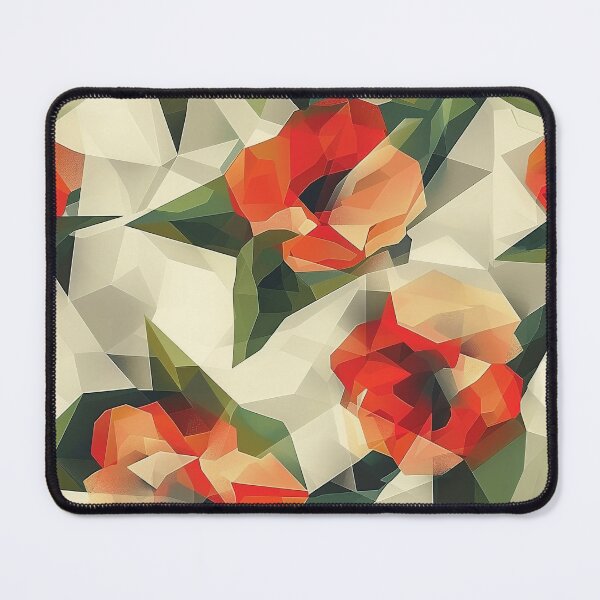 Item preview, Abstract Floral Pattern With Red Flowers and Green Leaves on a White Background designed and sold by brandway.