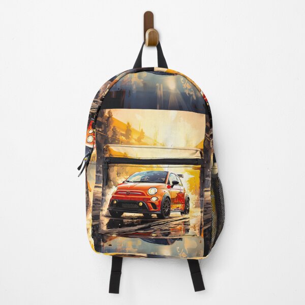 Item preview, Orange Fiat Abarth 500 In Watercolor Style, Urban Sunrise Compact Car Poster, Dynamic City Drive Print, Reflective Puddle Art designed and sold by RevUpDesign.