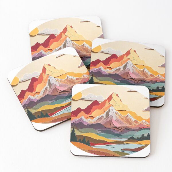 Item preview, Warm-Colored Paper Craft Mountain Scene Art (1488) designed and sold by WASjourney.