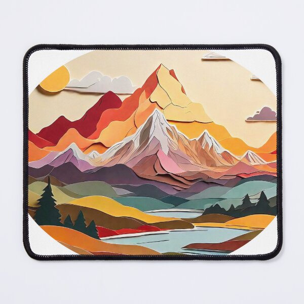 Item preview, Warm-Colored Paper Craft Mountain Scene Art (1488) designed and sold by WASjourney.