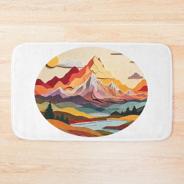 Item preview, Warm-Colored Paper Craft Mountain Scene Art (1488) designed and sold by WASjourney.