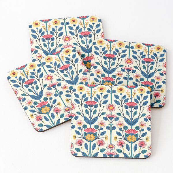 Item preview, Colorful Floral Pattern With Blue Stems and Green Leaves designed and sold by brandway.