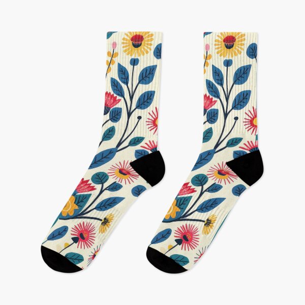 Item preview, Colorful Floral Pattern With Blue Stems and Green Leaves designed and sold by brandway.
