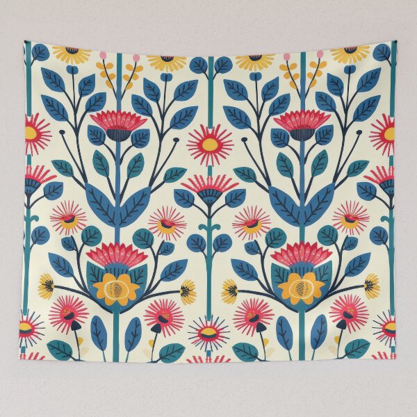 Item preview, Colorful Floral Pattern With Blue Stems and Green Leaves designed and sold by brandway.