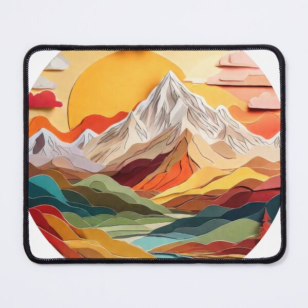 Item preview, Mountain Scene Paper Craft Art in Warm Color Palette (1490) designed and sold by WASjourney.