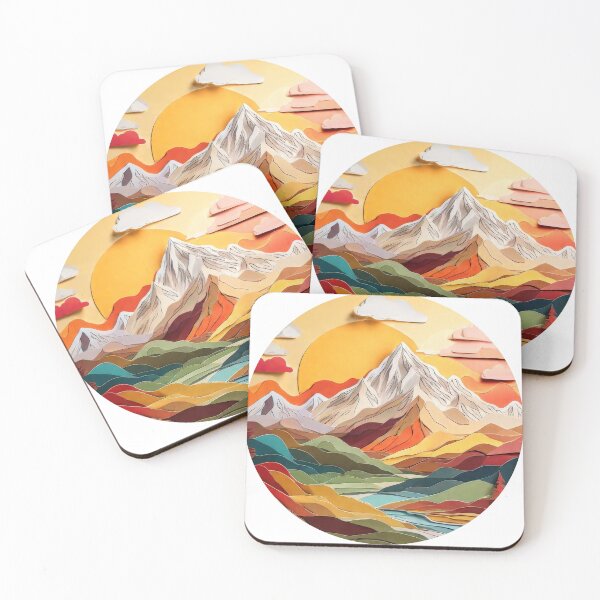 Item preview, Mountain Scene Paper Craft Art in Warm Color Palette (1490) designed and sold by WASjourney.